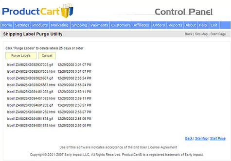 Shipping Label Purge Utility